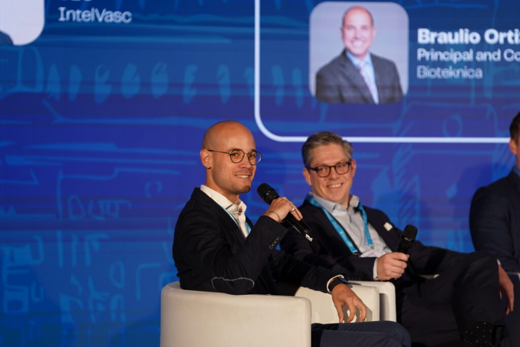 Andrew Ortega-Verdaguer moderating a panel during MedTech Malta 2024
