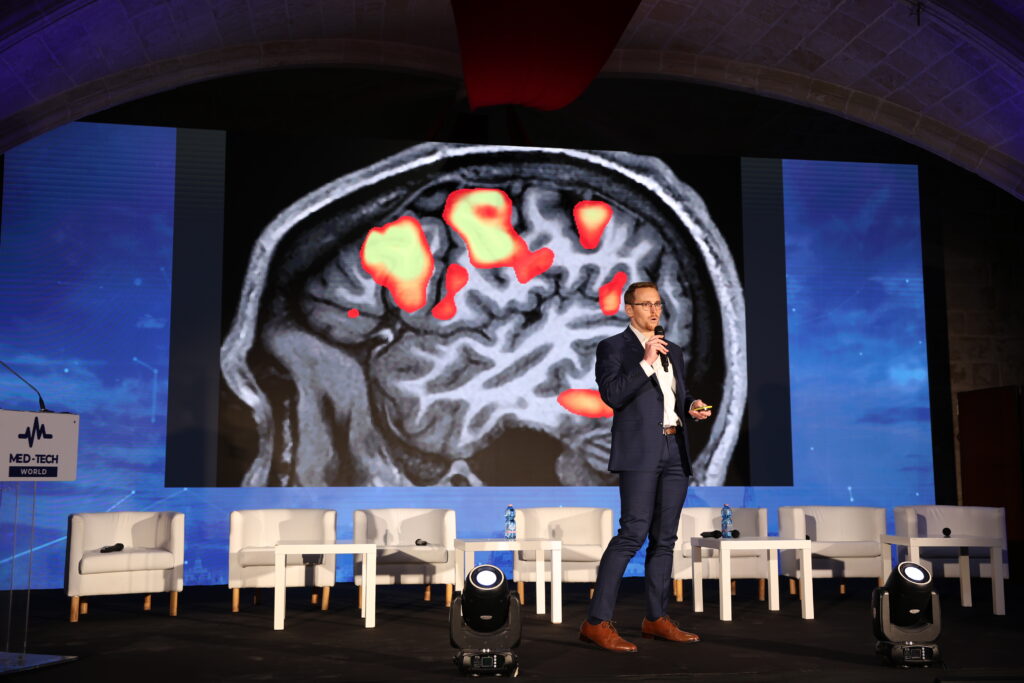 Wesley Jones showcasing the Vonova technology during MedTech Malta 2023