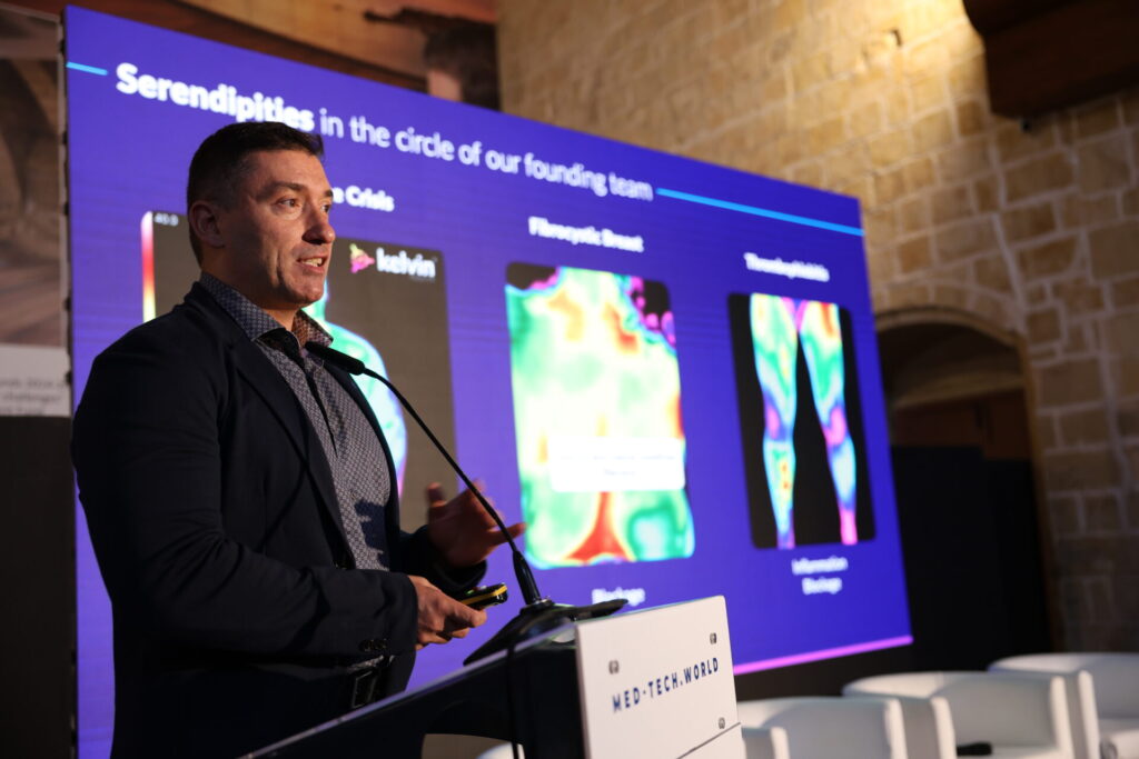 Georgi Kadrev showcasing the technology behind Kelvin Health at MedTech Malta 2023