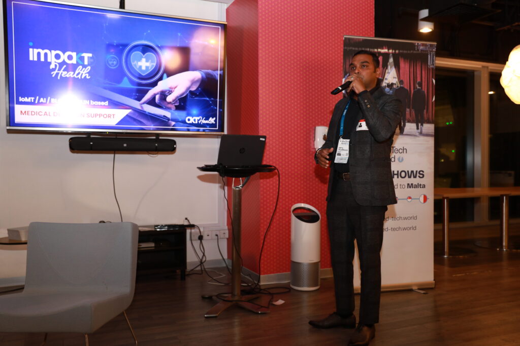Participant pitching on stage during MedTech World Singapore 2024
