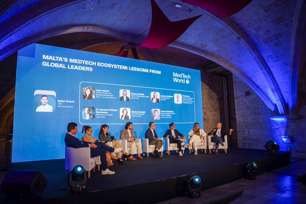 A panel moderated by Dr. Dylan Attard, CEO, MedTech World, during MedTech Malta 2024
