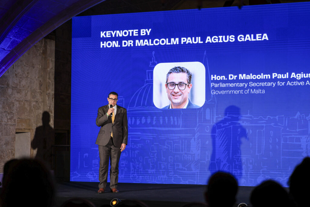 Hon. Dr. Malcolm Paul Agius Galea, Parliament Secretary for Active Ageing, Government of Malta, delivering keynote during MedTech Malta 2024