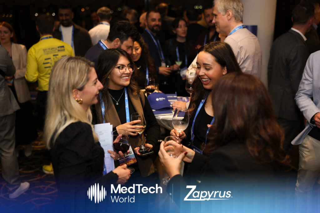 Attendees networking during the Pre-Registration and Networking Reception “Zappy Hour” at MedTech Malta 2025