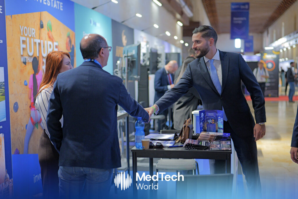 Hon. Dr. Alex Borg, leader of the Maltese Nationalist Party, on the exhibition floor at MedTech Malta 2025