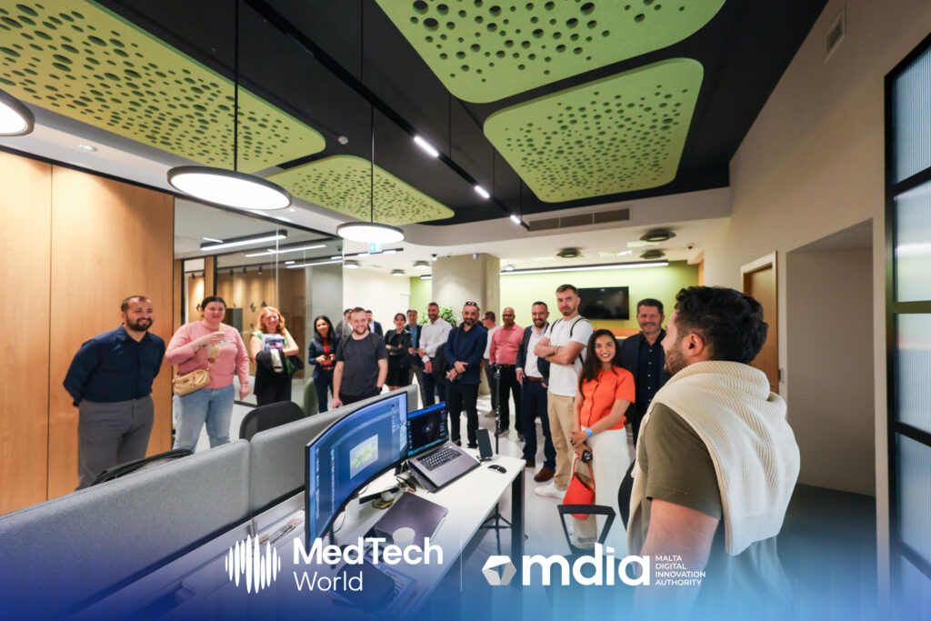 Attendees at the MDIA office during the MDIA DiHubMT x Digital Innovation Hub Tour at MedTech Malta 2025