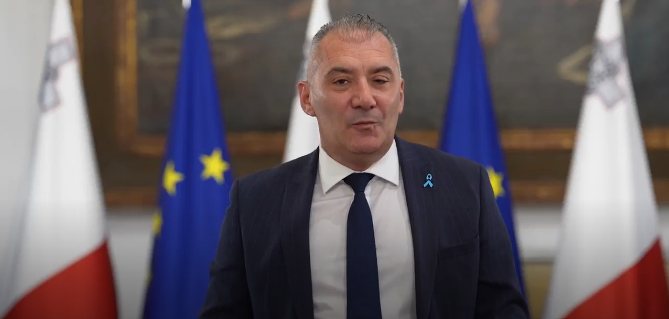 Hon. Dr. Jo-Etienne Abela, Minister for Health & Active Ageing, Government of Malta, as seen on the video message during MedTech Malta 2025
