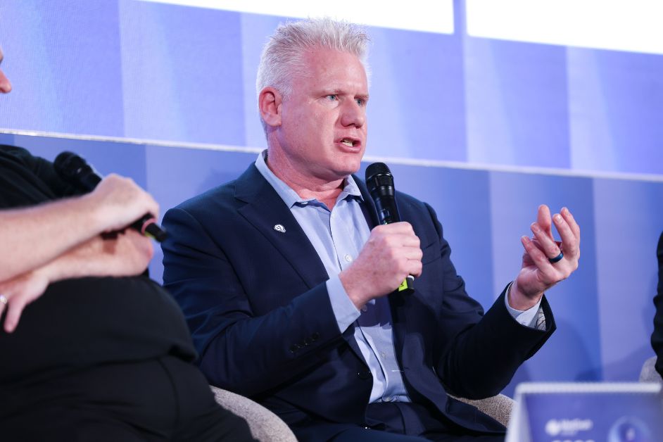 Christian Espinosa, CEO of Blue Goat Cyber, speaking during a panel on navigating EU & US regulations at MedTech Malta 2025