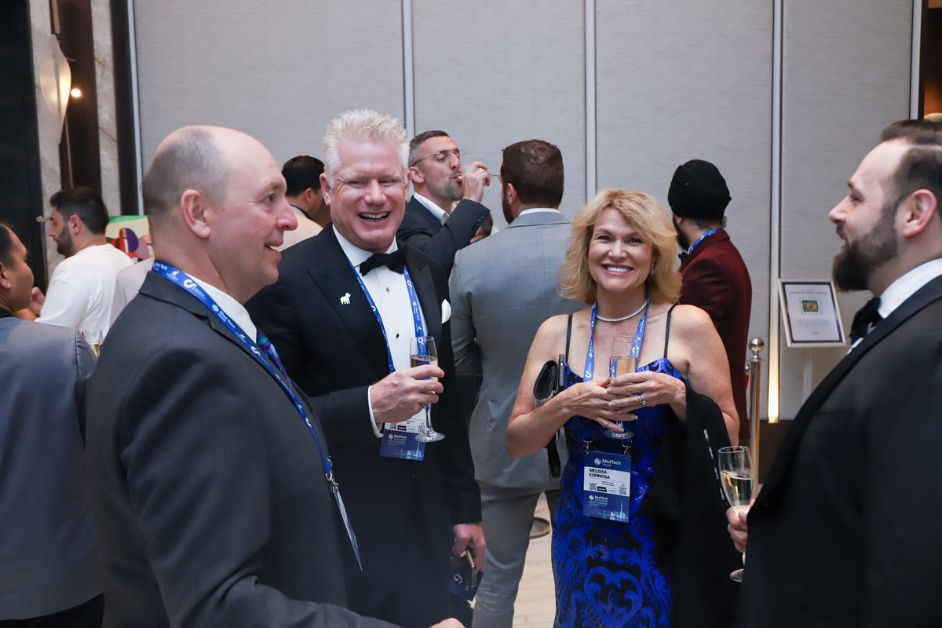 Christian Espinosa, CEO, Blue Goat Cyber, and Melissa Espinosa, Vice President of Business Development, Blue Goat Cyber, networking with attendees during the MedTech World Awards Gala