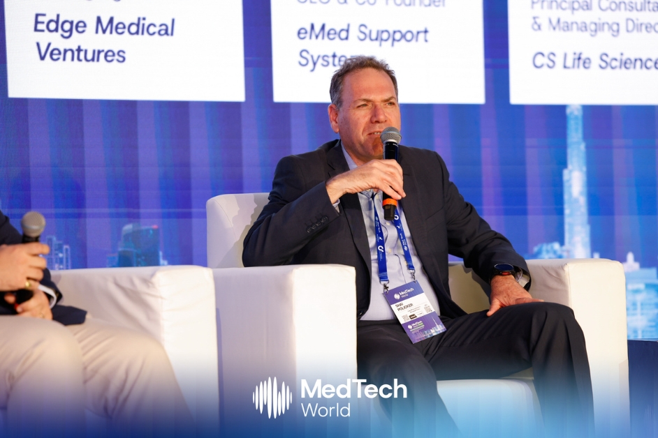Shai Policker, Chairman of Synchrony and Managing Partner at Edge Medical Ventures, speaking during a panel at MedTech World Middle East 2026