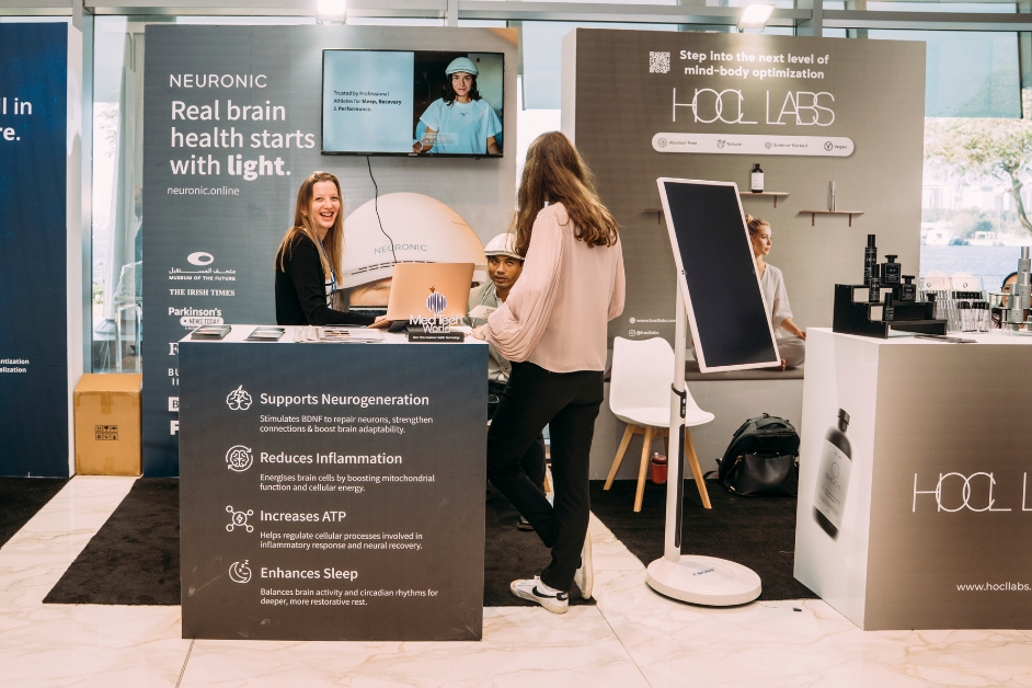 Booths on the exhibition floor during a MedTech World event