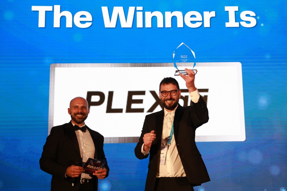 Thibault de Becdelievre, the then Chief Product Officer, Plexāā, on receiving the FemTech Product of the Year award at MedTech World Europe 2024